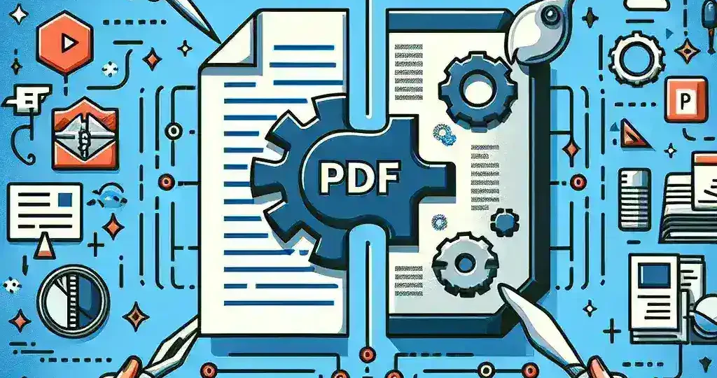 "Software de programas para dividir y unir archivos PDF, mostrando herramientas populares y sus características destacadas en una computadora portátil."