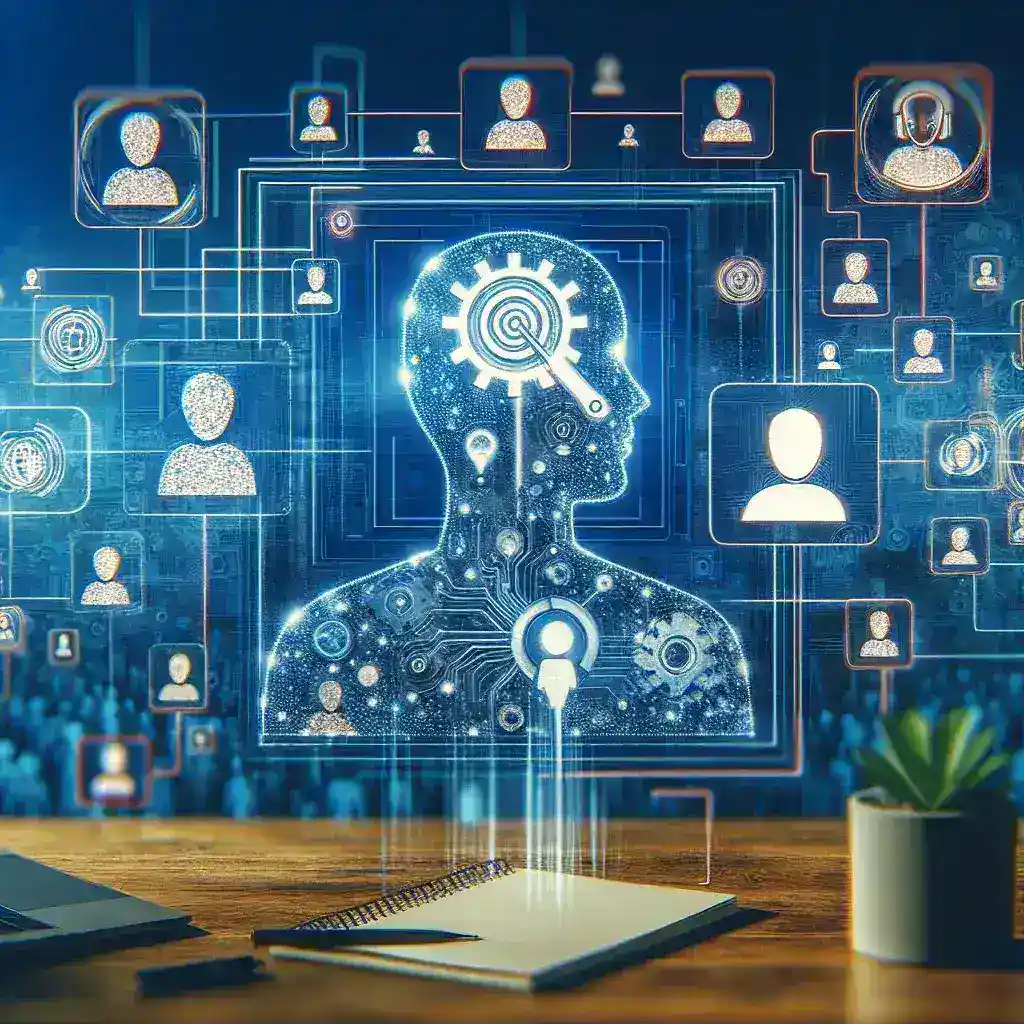 "Imagen de trabajadores colaborando en una oficina moderna, ilustrando cómo las empresas españolas implementan plataformas de inteligencia artificial para la gestión de talento en el entorno laboral."