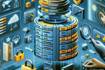 "Infografía destacando herramientas clave para la gobernanza de catálogos de datos en 2024, ilustrando características esenciales y beneficios para la gestión de datos."